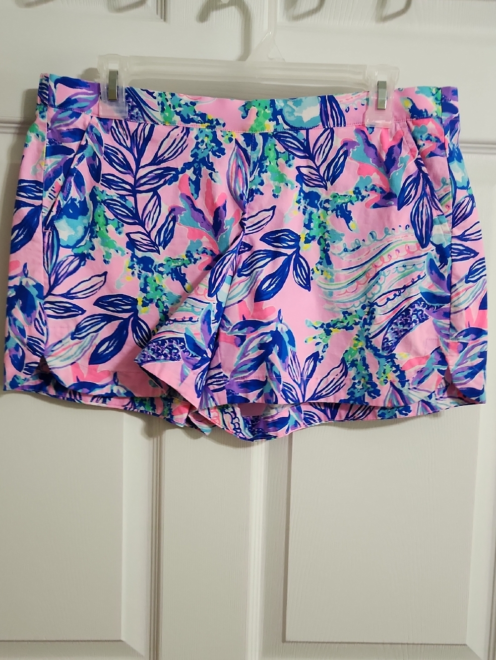 Lilly Pulitzer Pink Floral Ruffle Skort with Blue Accents